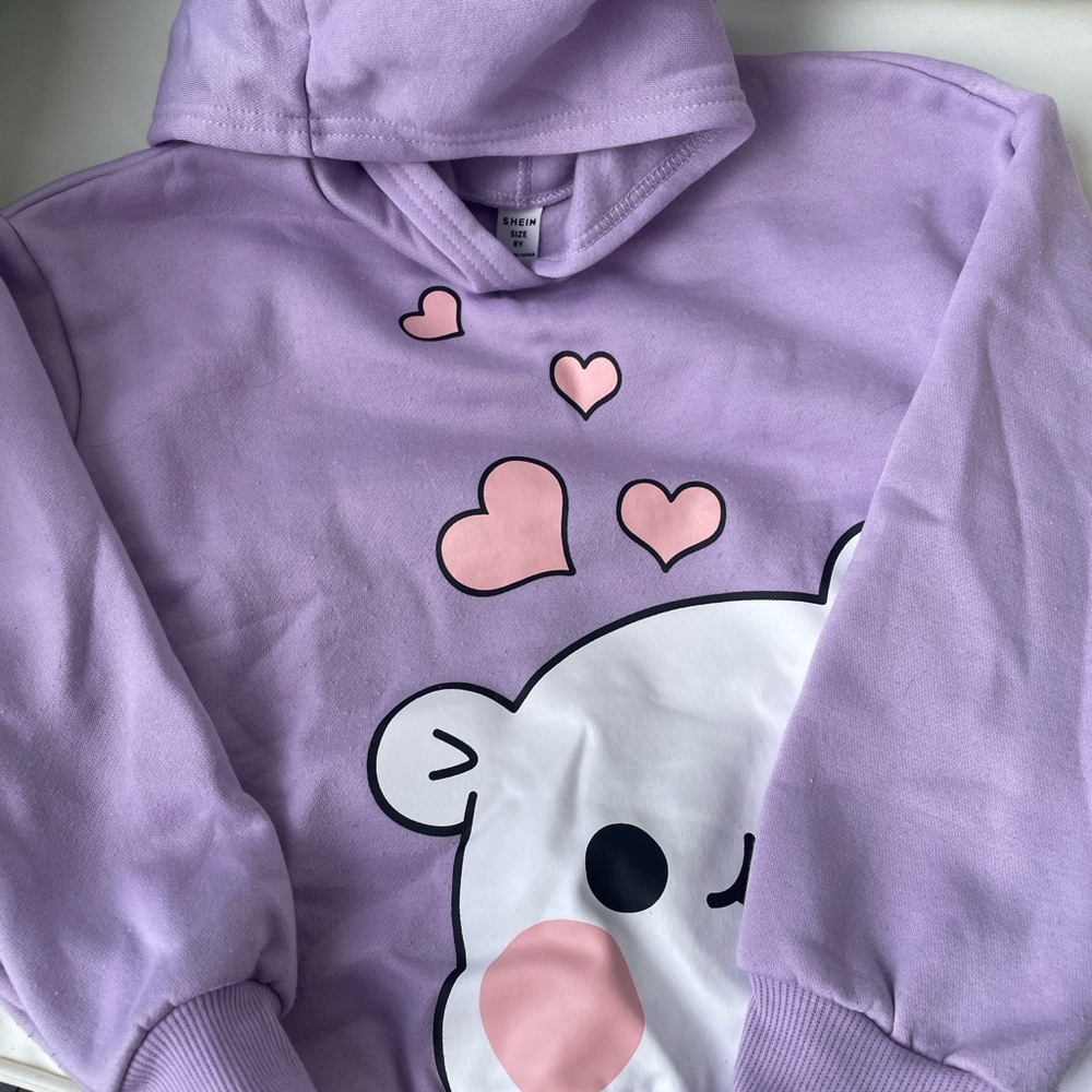 SHEIN Lavender Hoodie with Heart Accents
